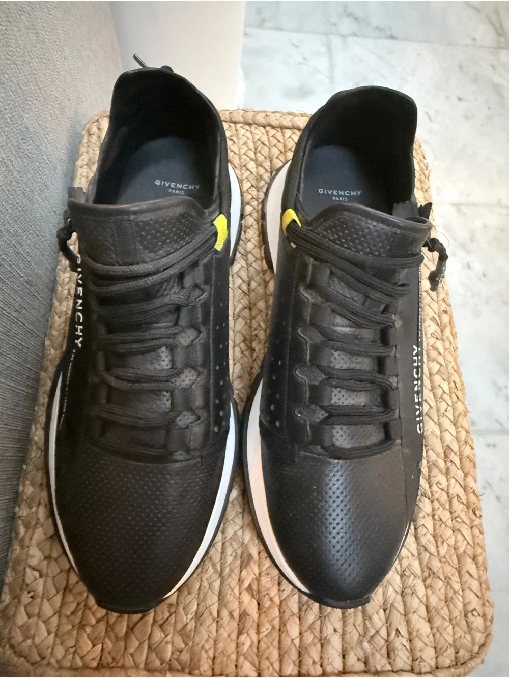 Givenchy Black Spectre Sneakers with White Sole and Yellow Accent